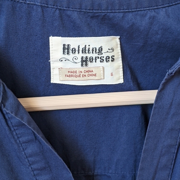 anthropologie holding horses blue bandana print midi dress - Picture 4 of 5